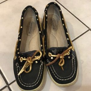 Black and Gold Sperry Top-Sider shoe